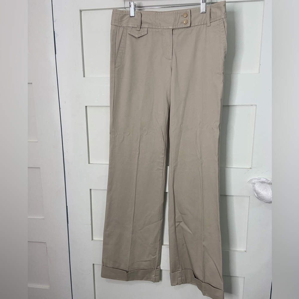 J Crew Classic Twill Chino Wide Leg  Weather and Broke In 100 % Cotton 4 Tall